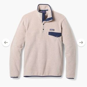 Patagonia Synchilla Light ivory Fleece with navy Trim